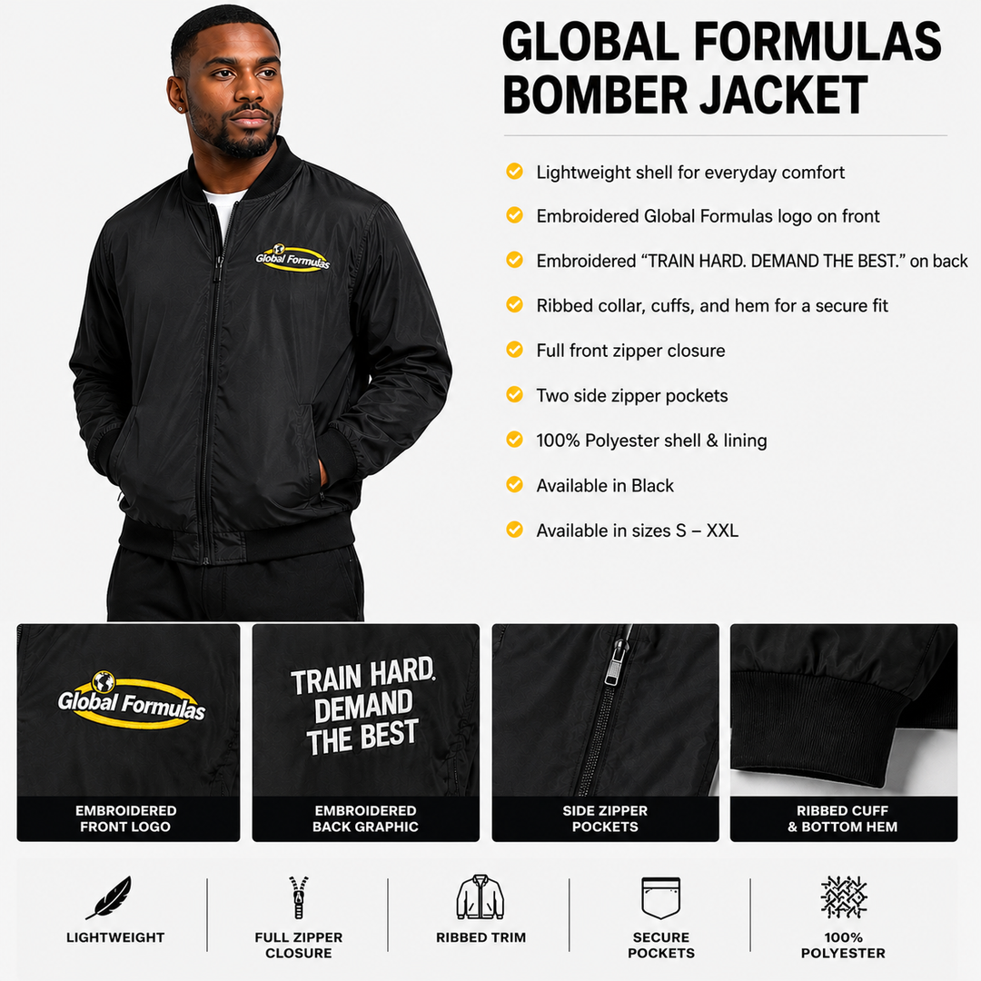 Global Formulas Premium Embroidered Bomber Jacket