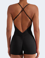 Load image into Gallery viewer, Scrunch V-Back Romper Short
