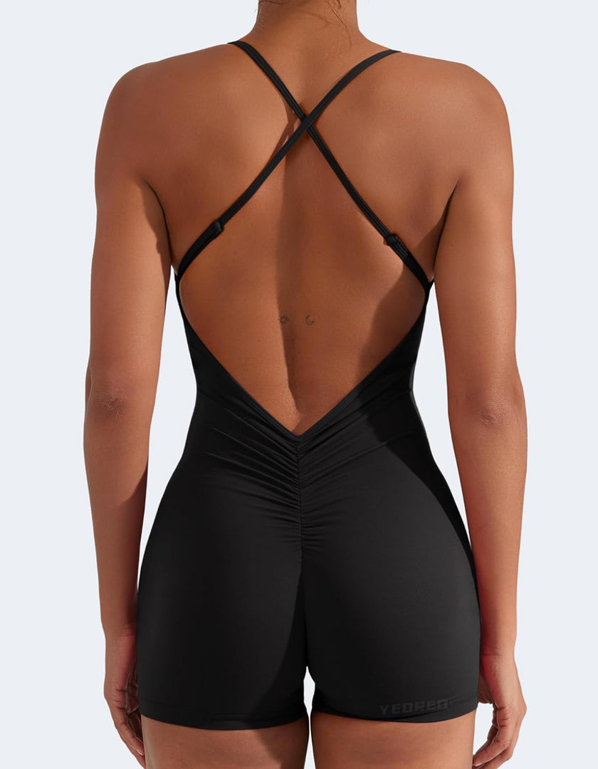 Scrunch V-Back Romper Short