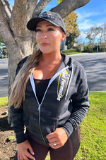 Load image into Gallery viewer, Women&#39;s Black Camo Zip Hoodie
